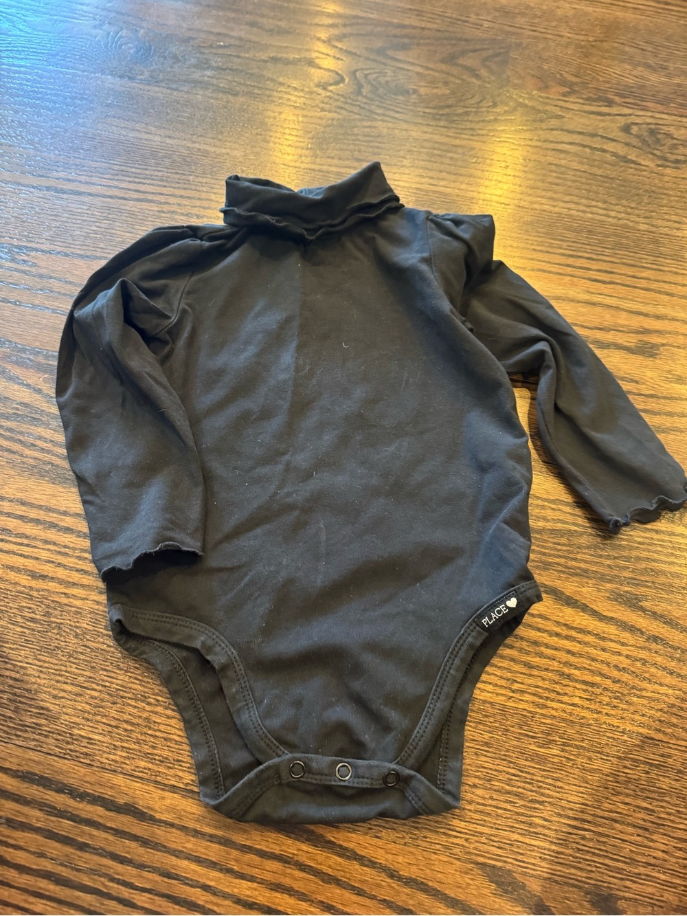 Place Black Long-Sleeve Ruffle Turtleneck One-Piece